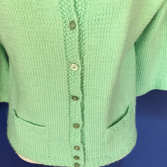 Vintage 1950s mint sea foam green handmade sweater cardigan pinup rockabilly - Picture 4 of 15